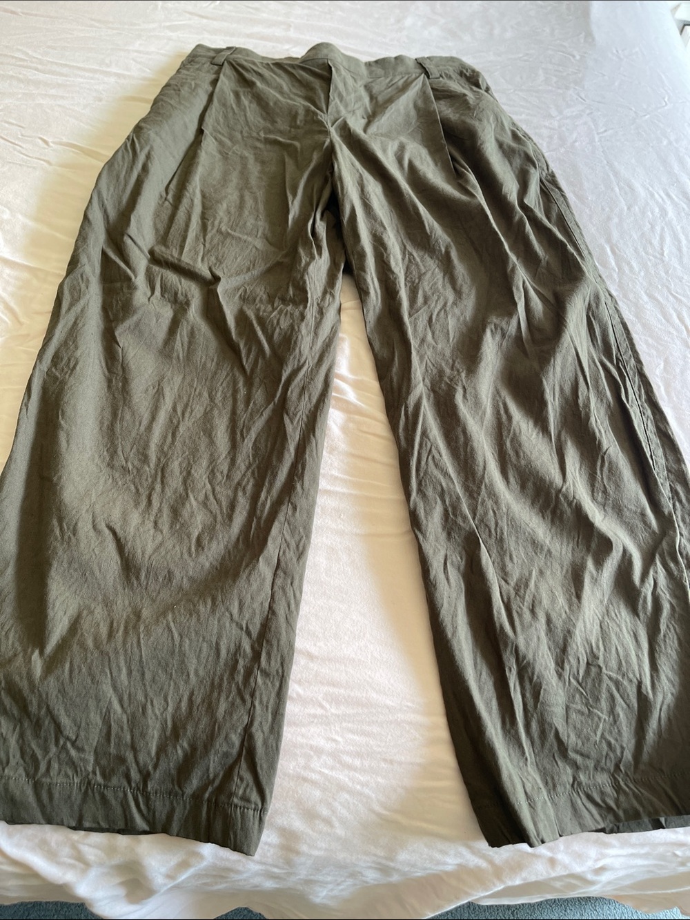 Vince Olive Green Wide-Leg Cotton Chinos